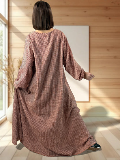 HACIENDA - ROBE LONGUE PETIT VICHY ORANGE JUSQU'A LA TAILLE 52