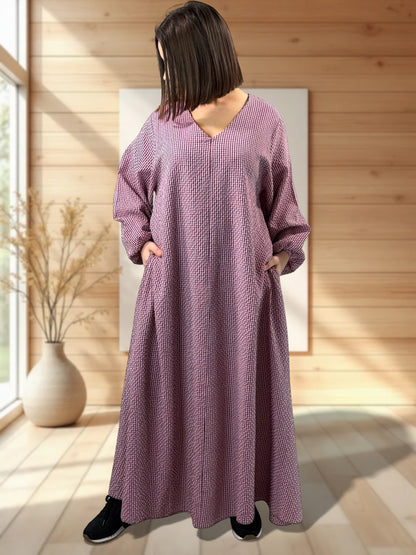 HACIENDA - ROBE LONGUE PETIT VICHY LILAS JUSQU'A LA TAILLE 52
