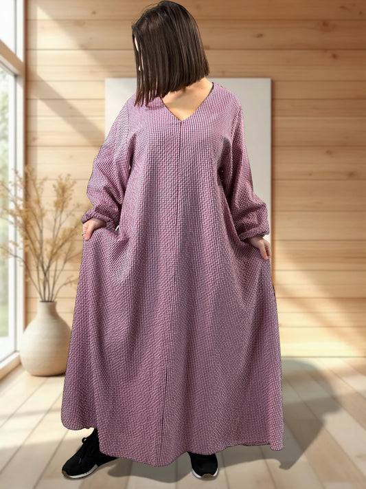 HACIENDA - ROBE LONGUE PETIT VICHY LILAS JUSQU'A LA TAILLE 52