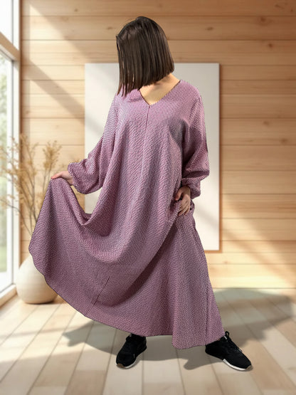 HACIENDA - ROBE LONGUE PETIT VICHY LILAS JUSQU'A LA TAILLE 52