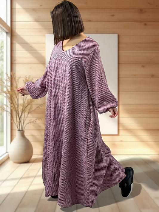 HACIENDA - ROBE LONGUE PETIT VICHY LILAS JUSQU'A LA TAILLE 52