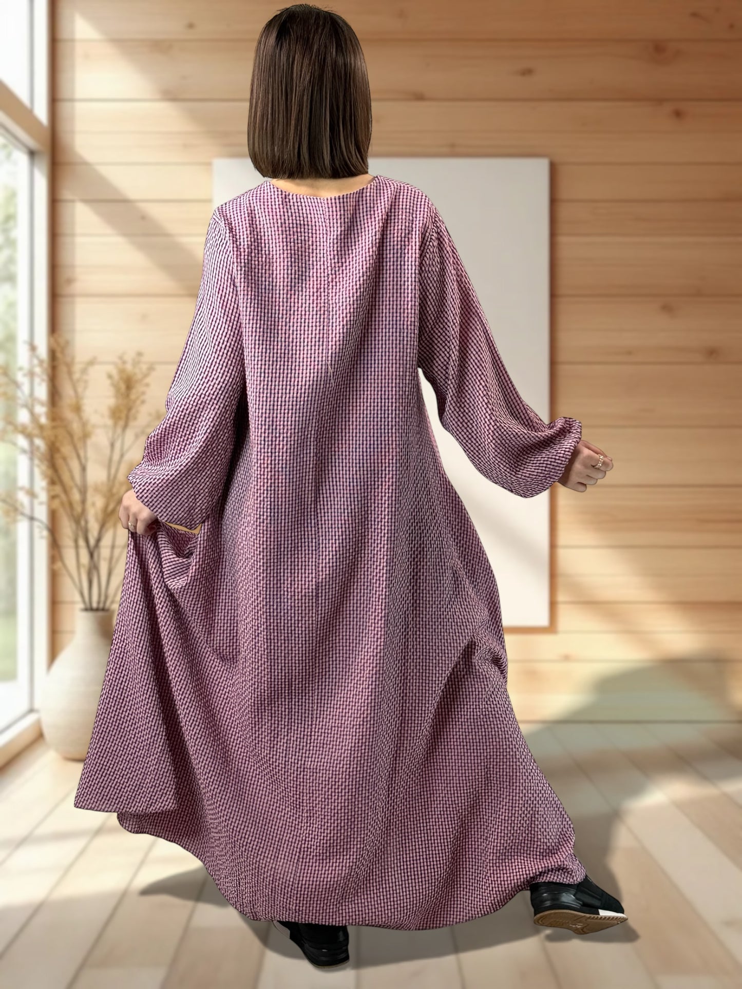 HACIENDA - ROBE LONGUE PETIT VICHY LILAS JUSQU'A LA TAILLE 52