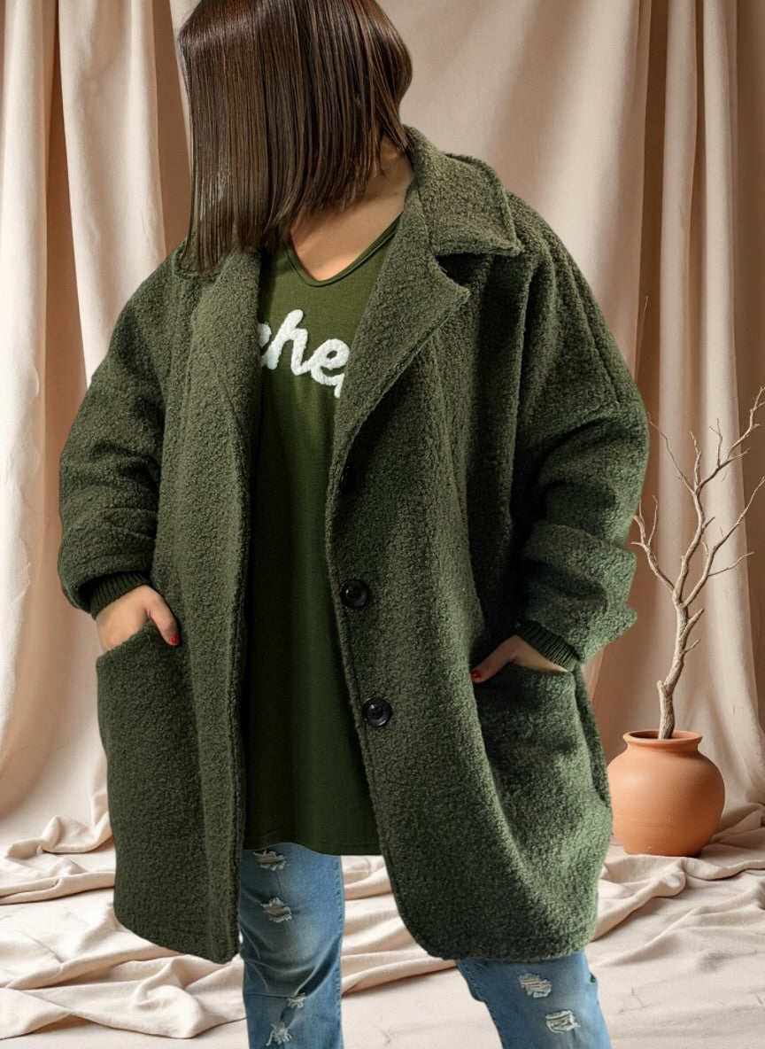 BETTY - VESTE KAKI OVERSIZE JUSQU'A LA TAILLE 54/56