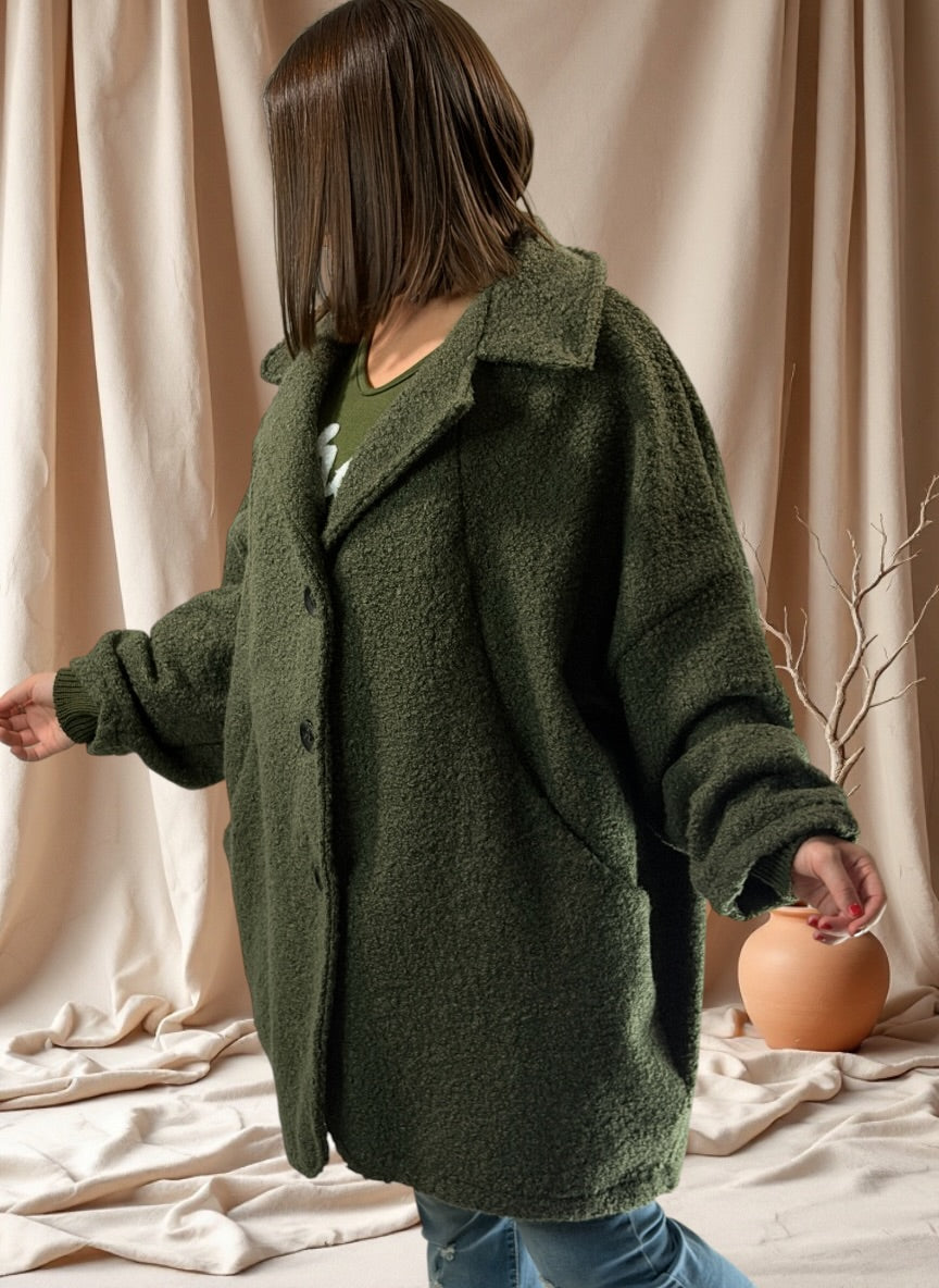 BETTY - VESTE KAKI OVERSIZE JUSQU'A LA TAILLE 54/56