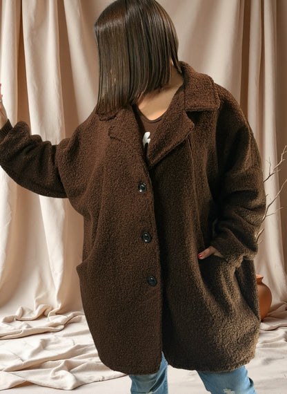 BETTY - VESTE MARRON OVERSIZE JUSQU'A LA TAILLE 54/56