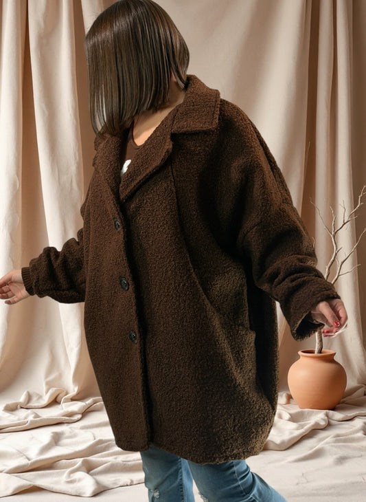 BETTY - VESTE MARRON OVERSIZE JUSQU'A LA TAILLE 54/56