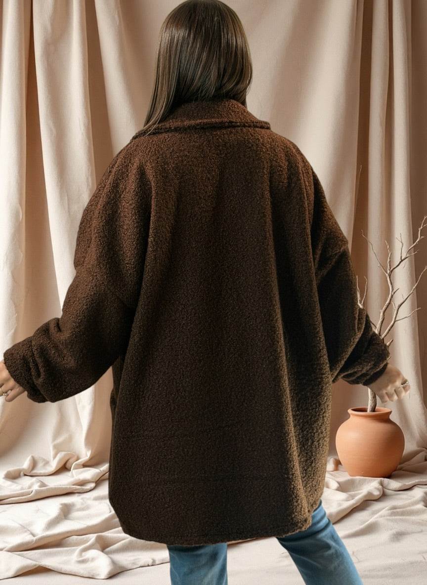 BETTY - VESTE MARRON OVERSIZE JUSQU'A LA TAILLE 54/56