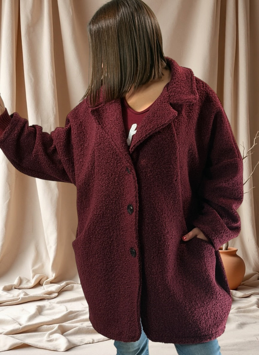 BETTY - VESTE BORDEAUX OVERSIZE JUSQU'A LA TAILLE 54/56