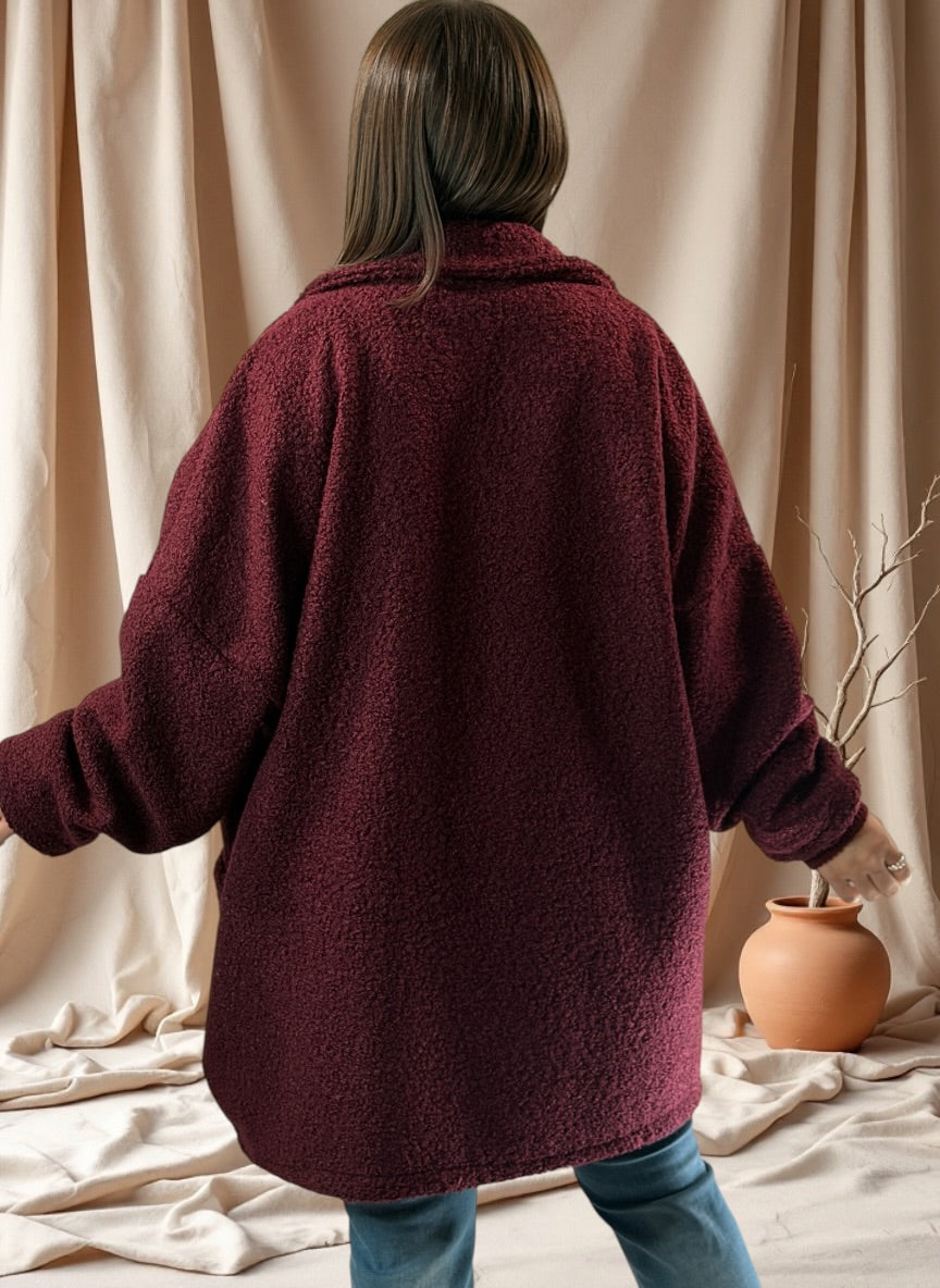 BETTY - VESTE BORDEAUX OVERSIZE JUSQU'A LA TAILLE 54/56