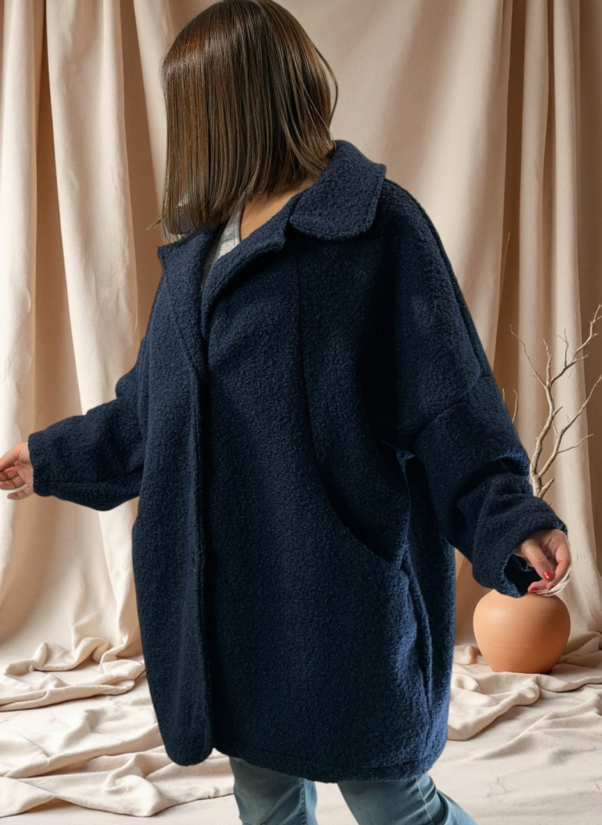 BETTY - VESTE MARINE OVERSIZE JUSQU'A LA TAILLE 54/56