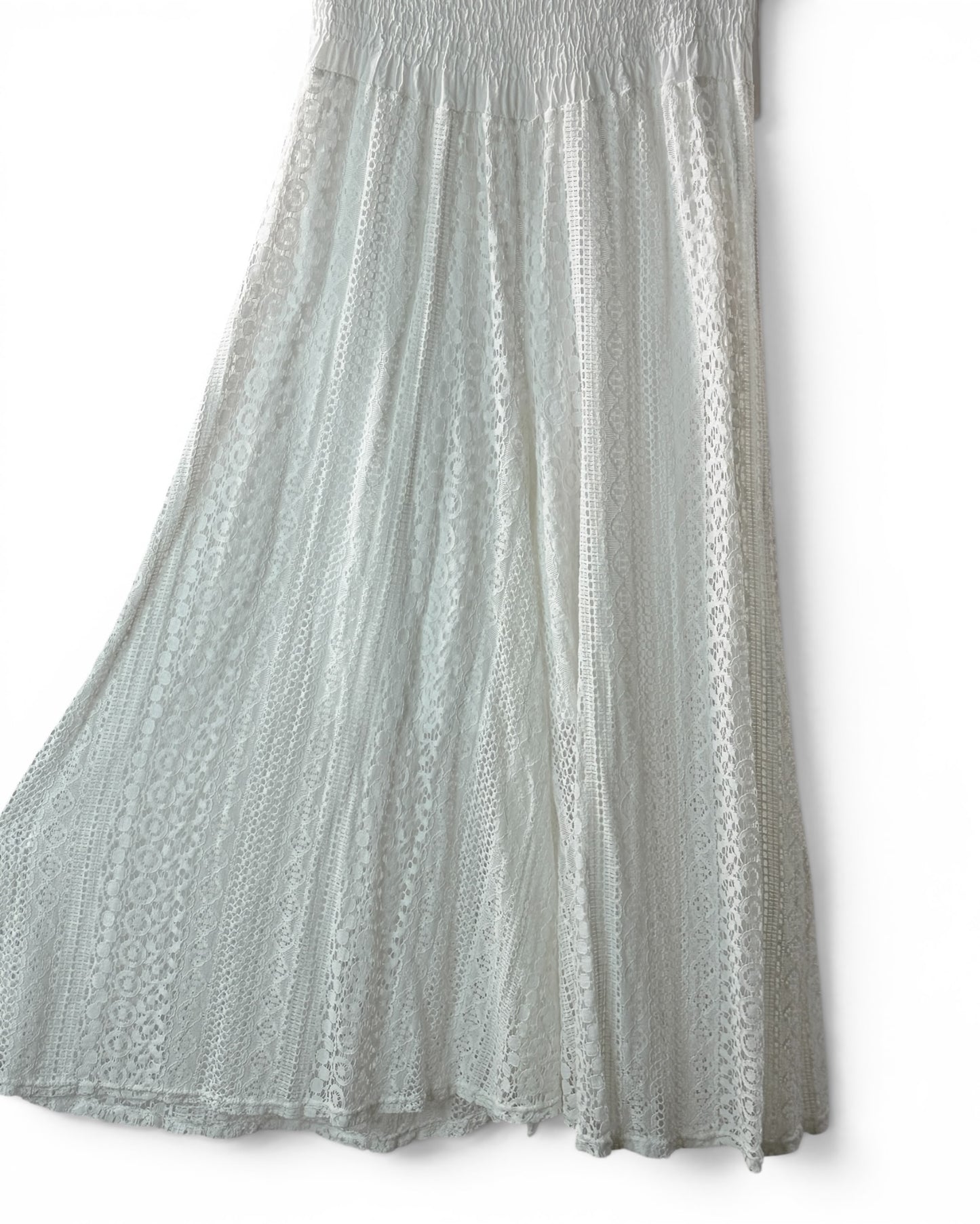KAORI - PANTALON BLANC EN DENTELLE JUSQUA LA TAILLE 48