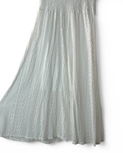 KAORI - PANTALON BLANC EN DENTELLE JUSQUA LA TAILLE 48