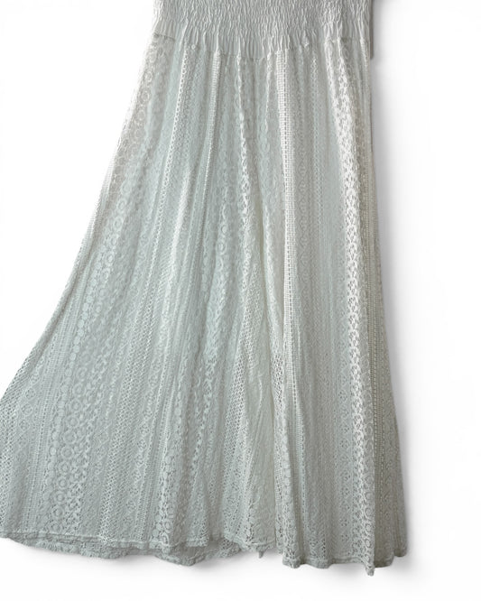 KAORI - PANTALON BLANC EN DENTELLE JUSQUA LA TAILLE 48