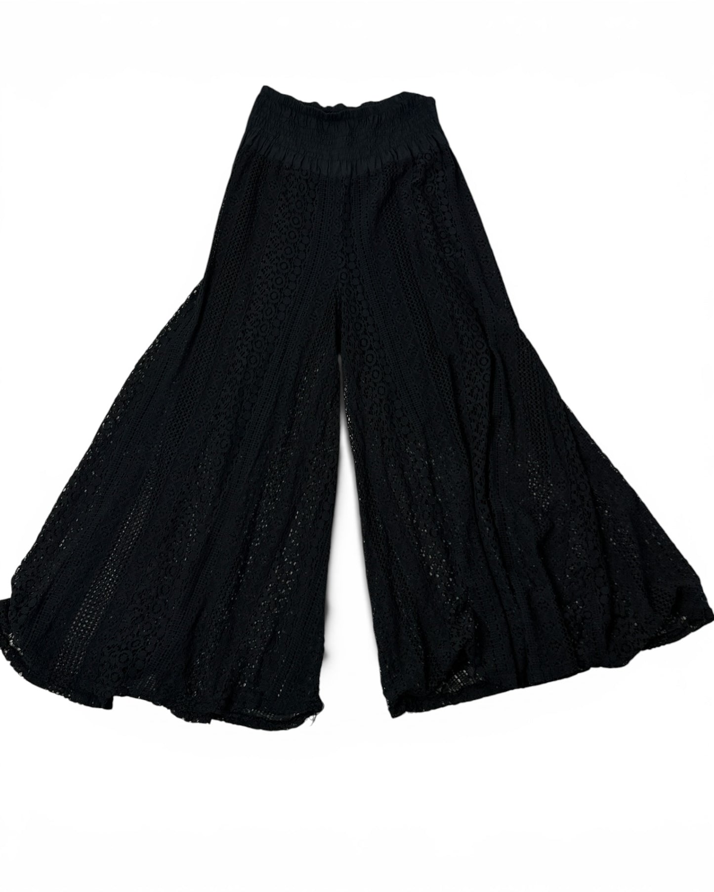KAORI - PANTALON NOIR EN DENTELLE JUSQUA LA TAILLE 48