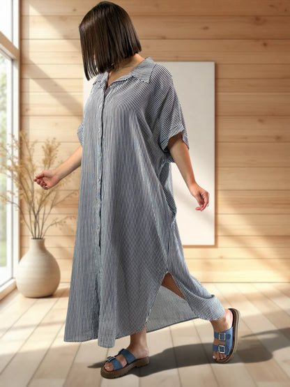CHARLY - ROBE OVERSIZE MARINE A RAYURE JUSQU'A LA TAILLE 54