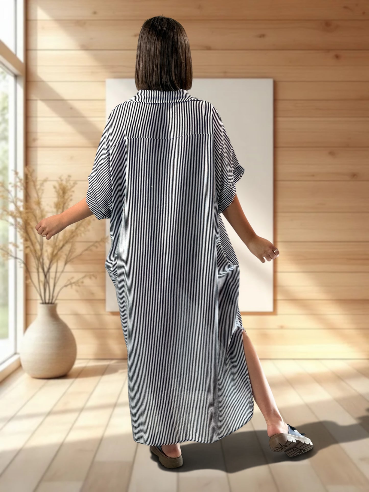 CHARLY - ROBE OVERSIZE MARINE A RAYURE JUSQU'A LA TAILLE 54