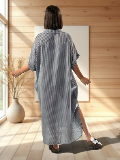 CHARLY - ROBE OVERSIZE MARINE A RAYURE JUSQU'A LA TAILLE 54
