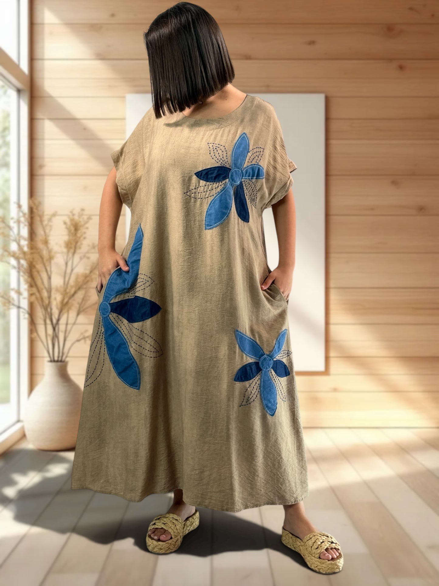 LARA - ROBE OVERSIZE MOKA JUSQU'A LA TAILLE 50