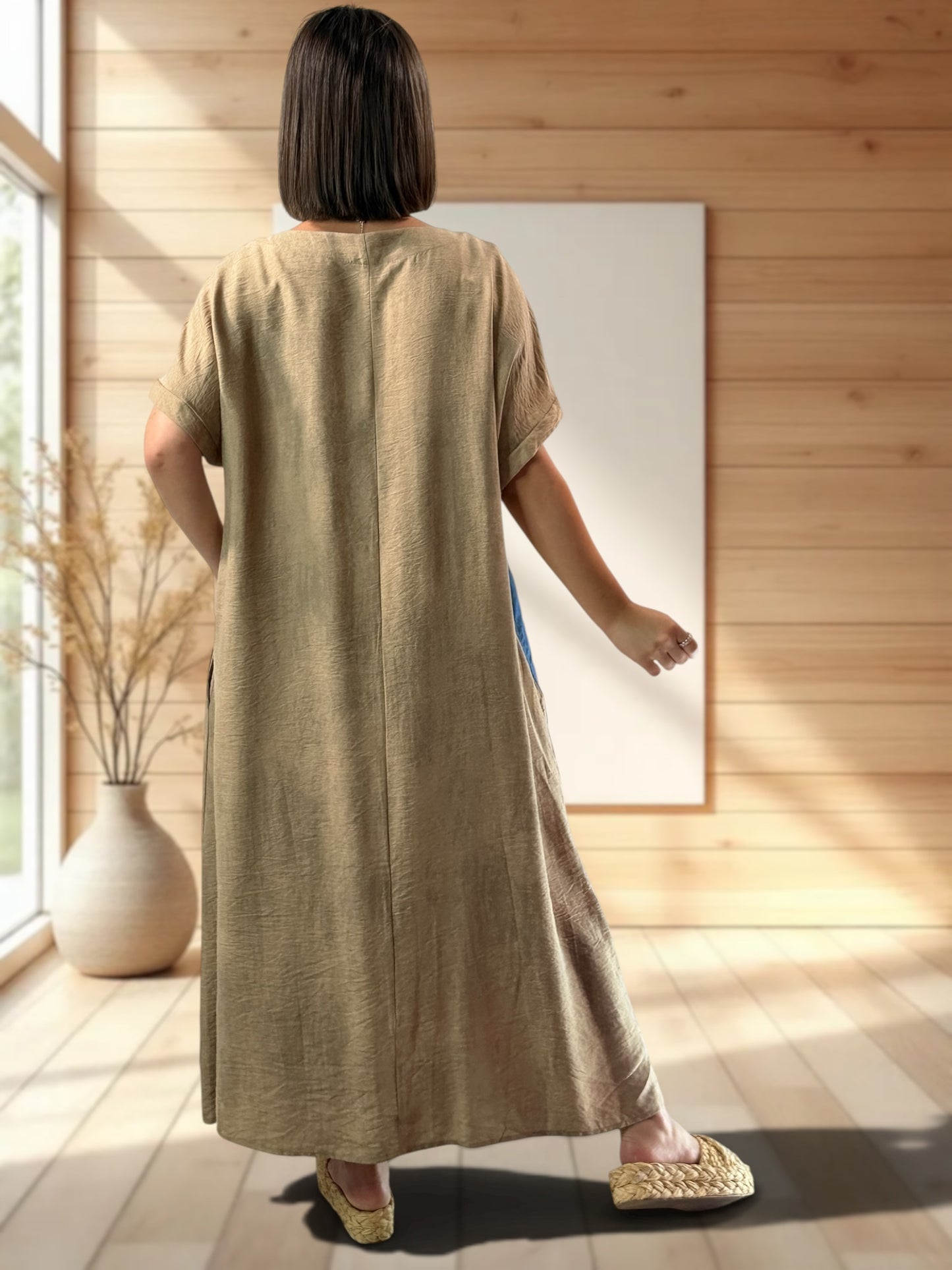 LARA - ROBE OVERSIZE MOKA JUSQU'A LA TAILLE 50