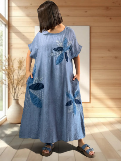 LARA - ROBE OVERSIZE BLEUE JUSQU'A LA TAILLE 50