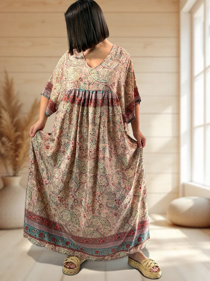 MATHILDA - ROBE LONGUE BOHEME SOIE JUSQU'A LA TAILLE 54