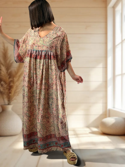 MATHILDA - ROBE LONGUE BOHEME SOIE JUSQU'A LA TAILLE 54