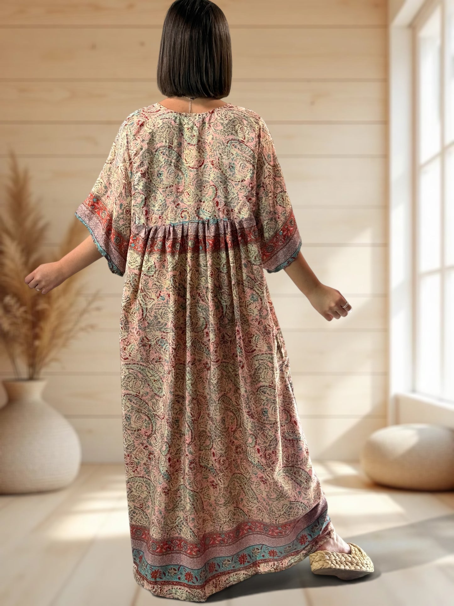 MATHILDA - ROBE LONGUE BOHEME SOIE JUSQU'A LA TAILLE 54