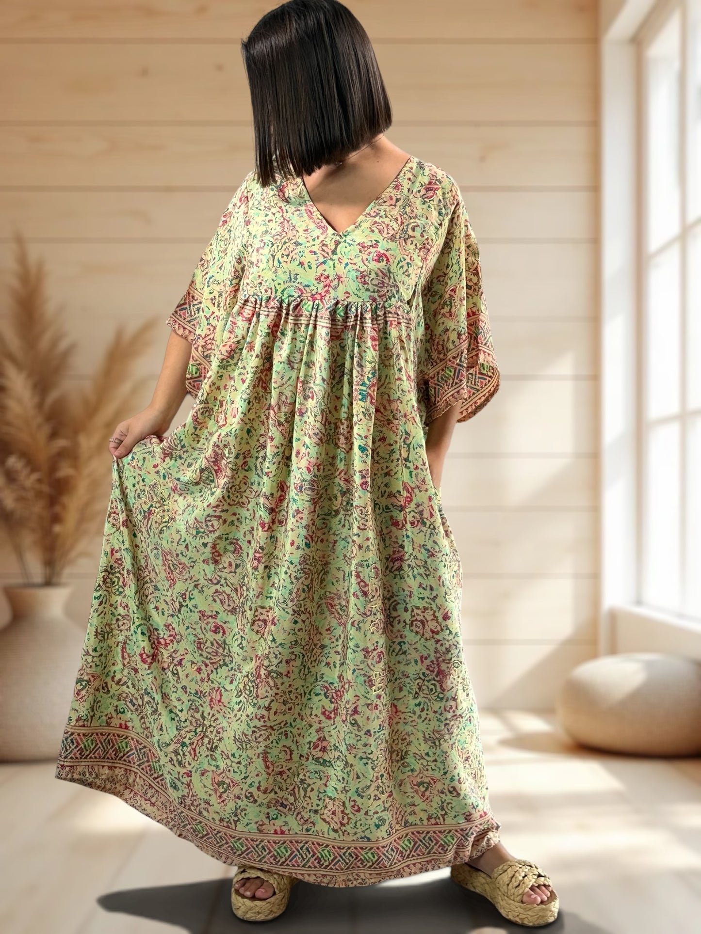 MATHILDA - ROBE LONGUE BOHEME SOIE JUSQU'A LA TAILLE 54