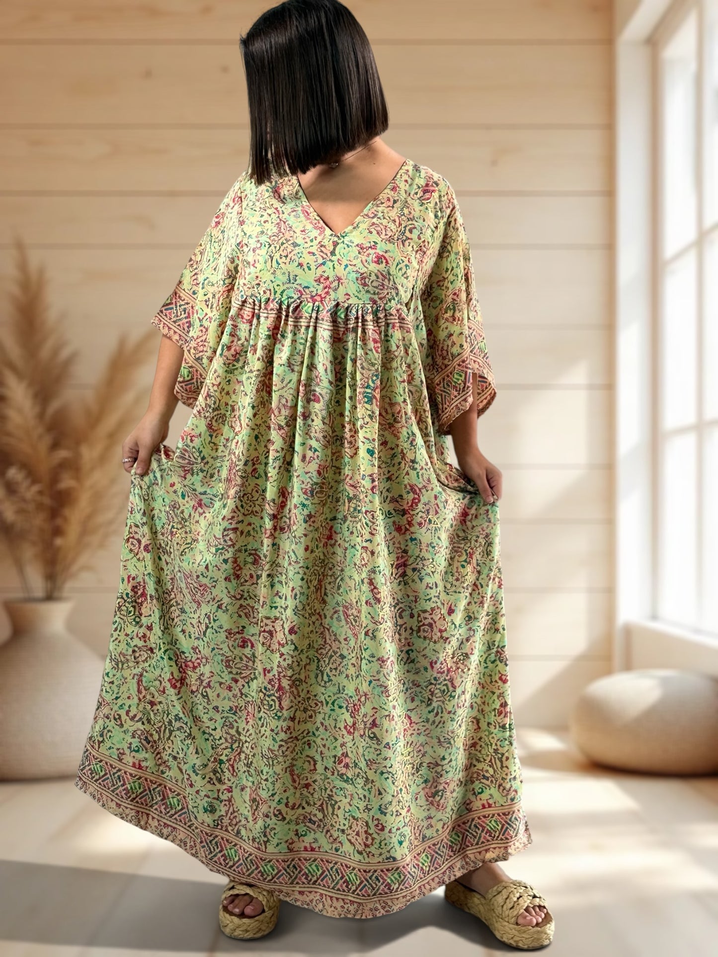 MATHILDA - ROBE LONGUE BOHEME SOIE JUSQU'A LA TAILLE 54