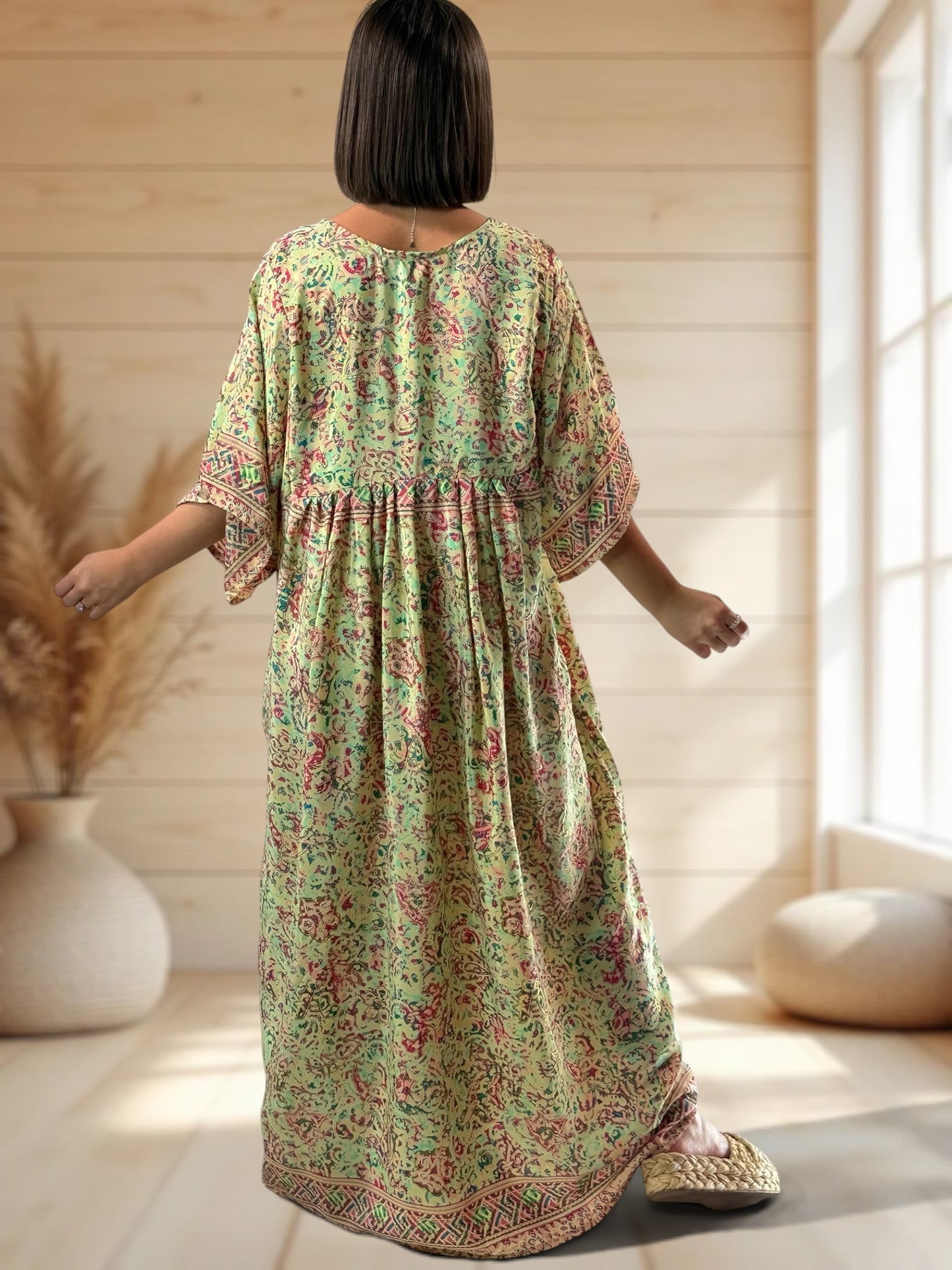 MATHILDA - ROBE LONGUE BOHEME SOIE JUSQU'A LA TAILLE 54