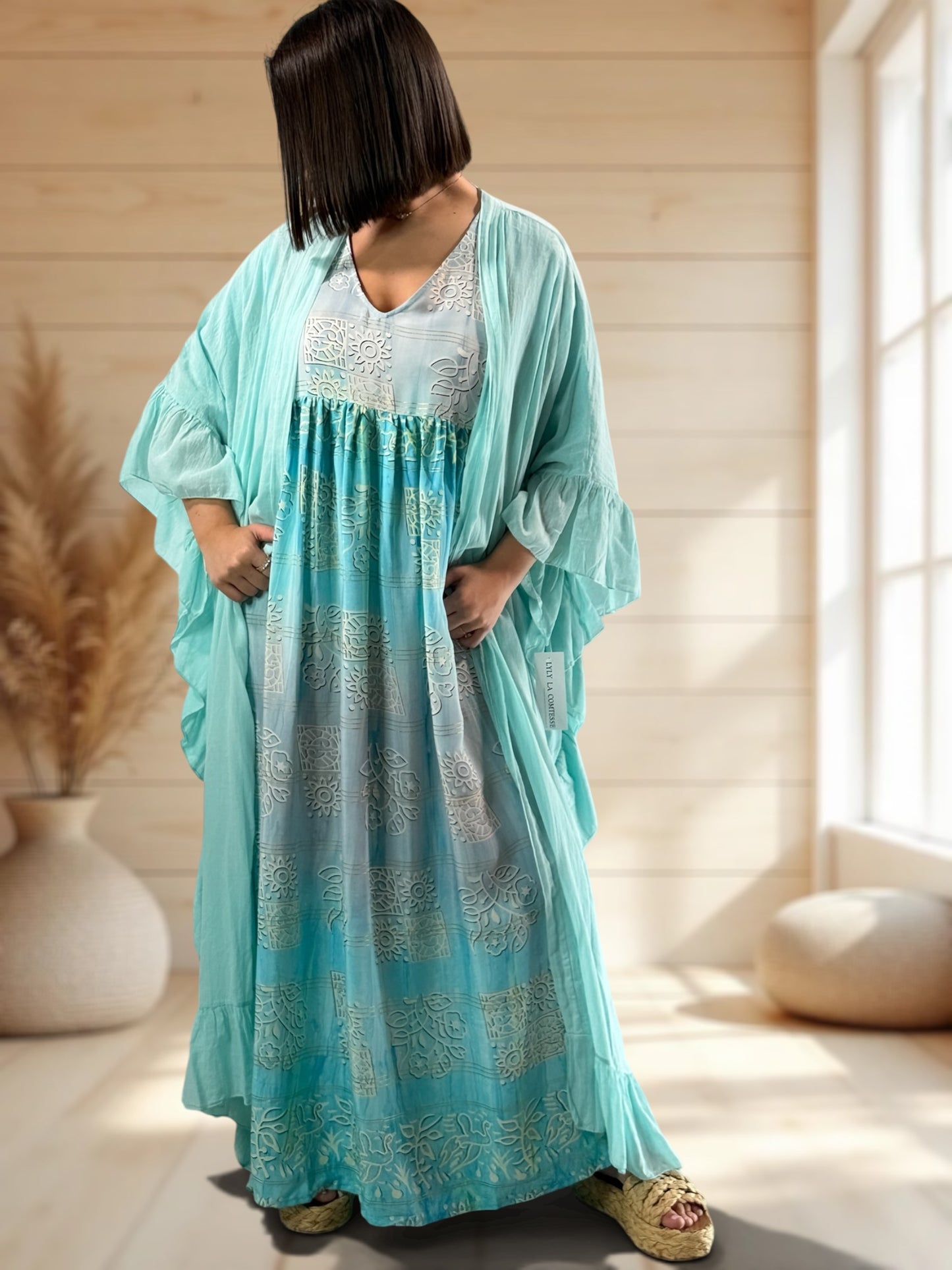 HAPINESS - KIMONO LAGON OVERSIZE JUSQU'A LA TAILLE 60