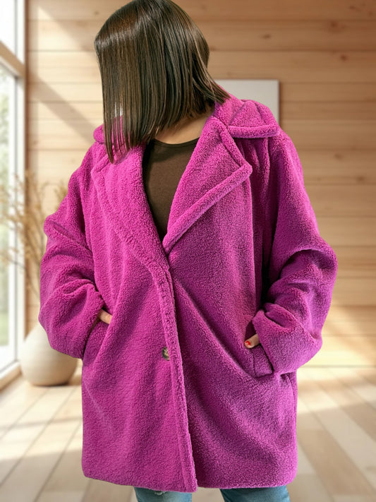 MEGEVE - VESTE FUCHSIA OVERSIZE JUSQU'A LA TAILLE 52