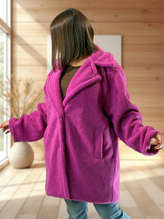 MEGEVE - VESTE FUCHSIA OVERSIZE JUSQU'A LA TAILLE 52