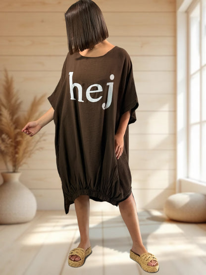 CLARICE - ROBE OVERSIZE CHOCO JUSQU'A LA TAILLE 54