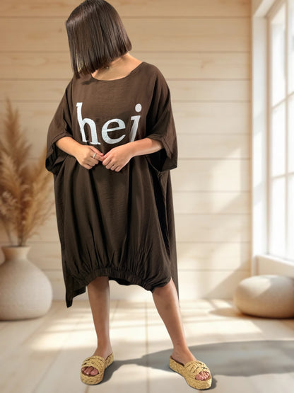 CLARICE - ROBE OVERSIZE CHOCO JUSQU'A LA TAILLE 54
