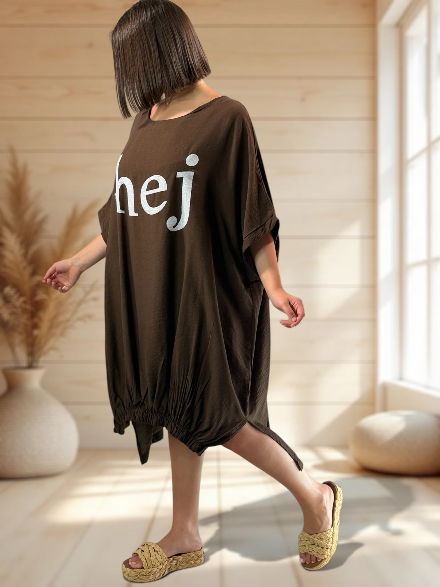 CLARICE - ROBE OVERSIZE CHOCO JUSQU'A LA TAILLE 54
