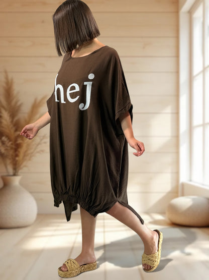 CLARICE - ROBE OVERSIZE CHOCO JUSQU'A LA TAILLE 54