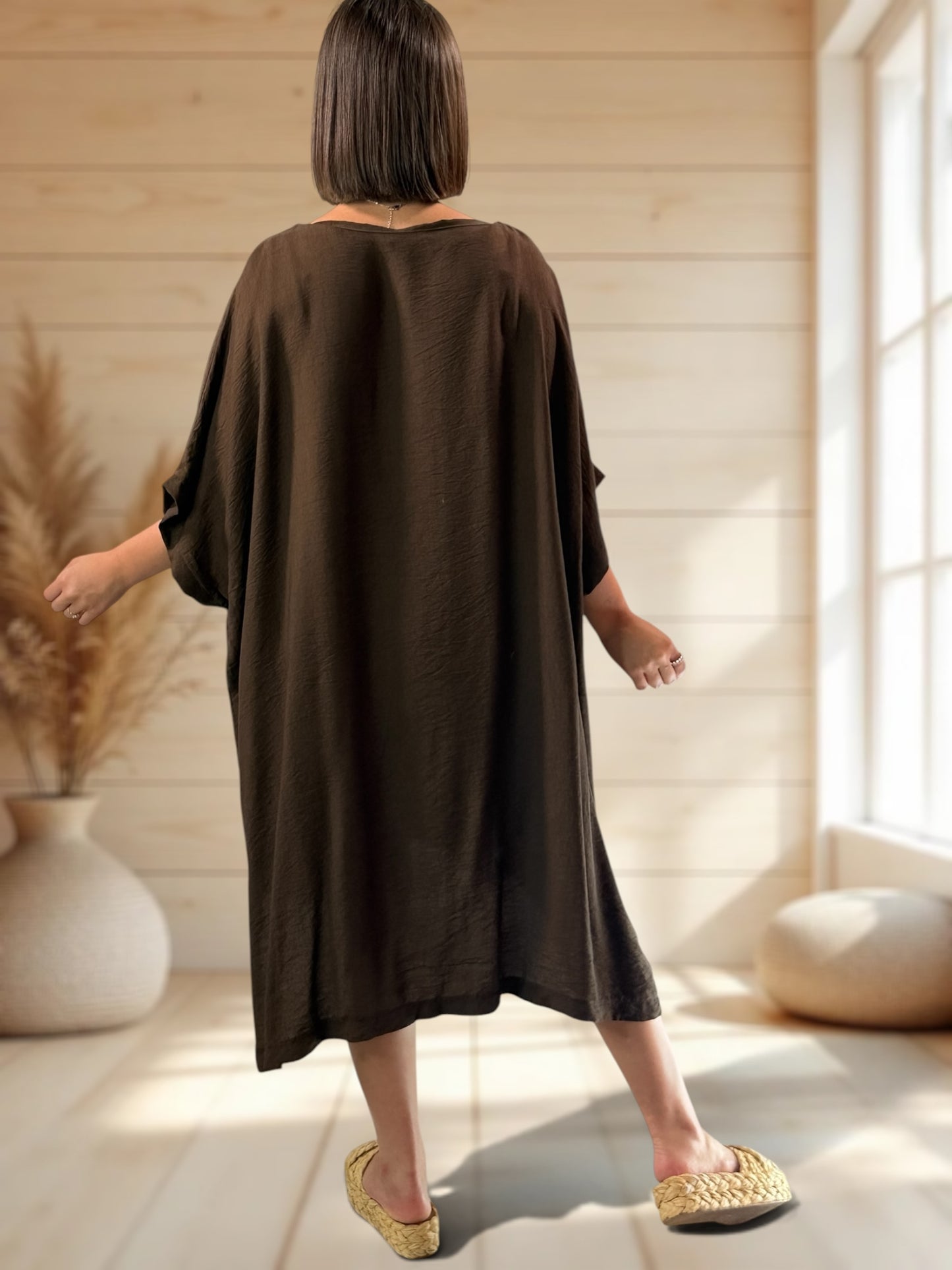 CLARICE - ROBE OVERSIZE CHOCO JUSQU'A LA TAILLE 54
