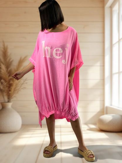 CLARICE - ROBE OVERSIZE FUCHSIA JUSQU'A LA TAILLE 54