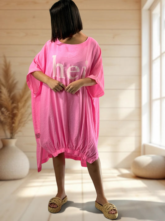 CLARICE - ROBE OVERSIZE FUCHSIA JUSQU'A LA TAILLE 54