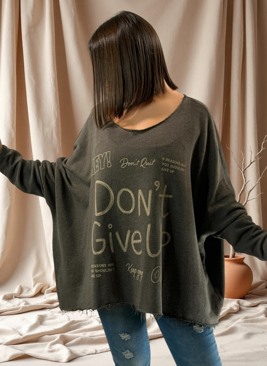 SANTIAGO - SWEAT OVERSIZE MARRON JUSQU'A LA TAILLE 54