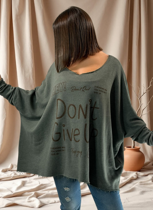 SANTIAGO - SWEAT OVERSIZE KAKI JUSQU'A LA TAILLE 54