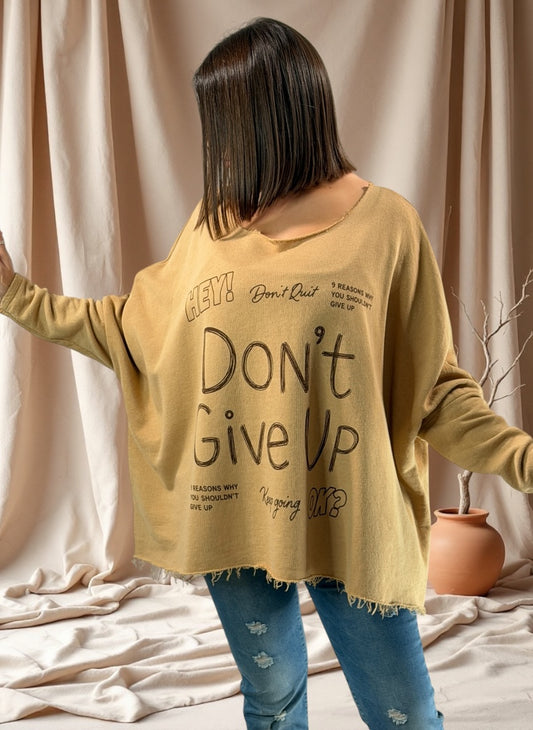 SANTIAGO - SWEAT OVERSIZE CAMEL JUSQU'A LA TAILLE 54