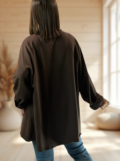 MICHOU - SWEAT OVERSIZE MARRON JUSQU'A LA TAILLE 56/58