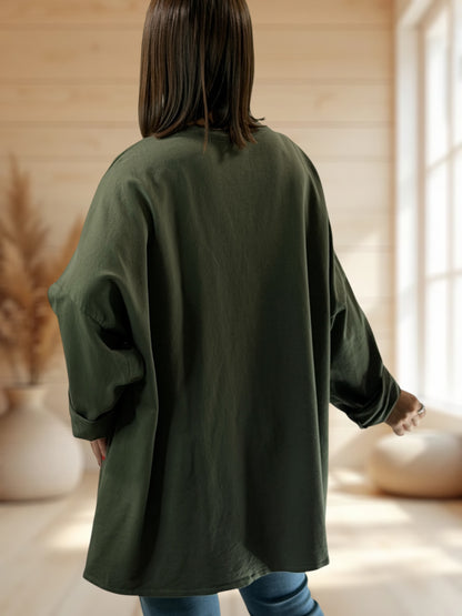 MICHOU - SWEAT OVERSIZE KAKI JUSQU'A LA TAILLE 56/58