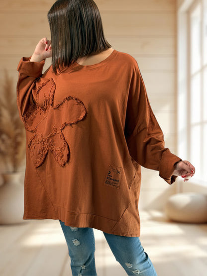 MICHOU - SWEAT OVERSIZE ROUX JUSQU'A LA TAILLE 56/58