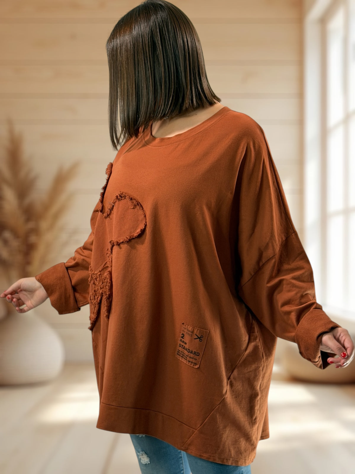 MICHOU - SWEAT OVERSIZE ROUX JUSQU'A LA TAILLE 56/58