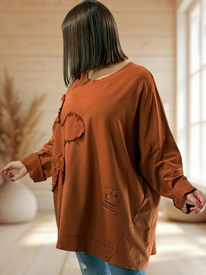 MICHOU - SWEAT OVERSIZE ROUX JUSQU'A LA TAILLE 56/58