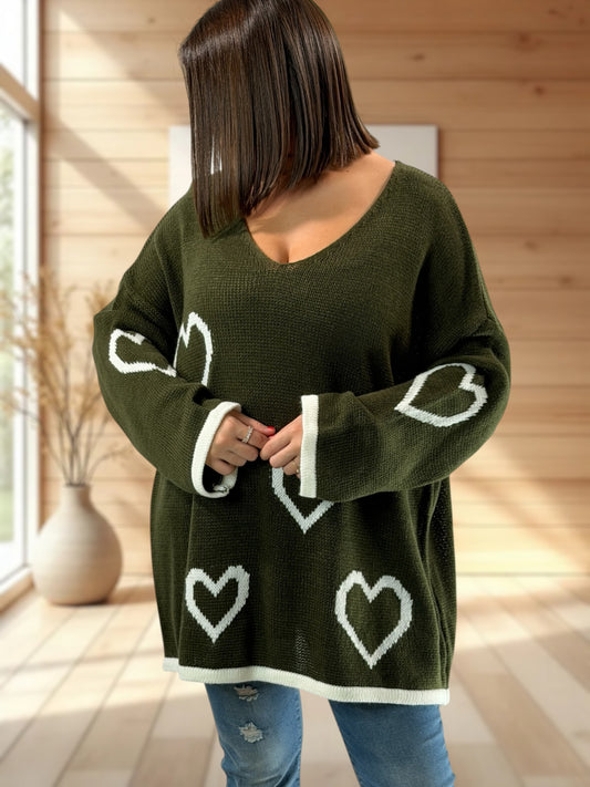 VALENTIN - PULL OVERSIZE KAKI JUSQU'A LA TAILLE 52/54