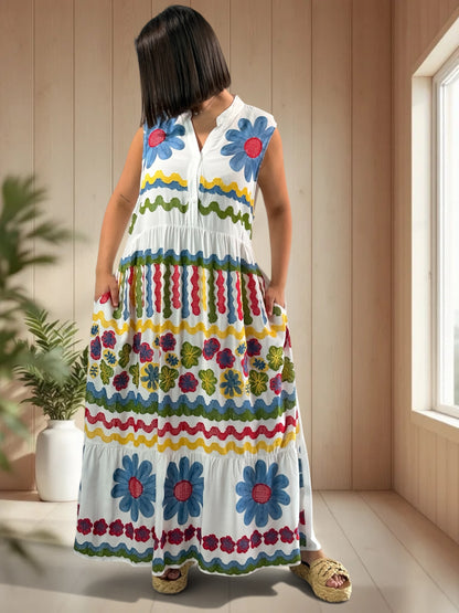SIMONA - ROBE LONGUE BLANCHE BRODEE JUSQU'A LA TAILLE 48